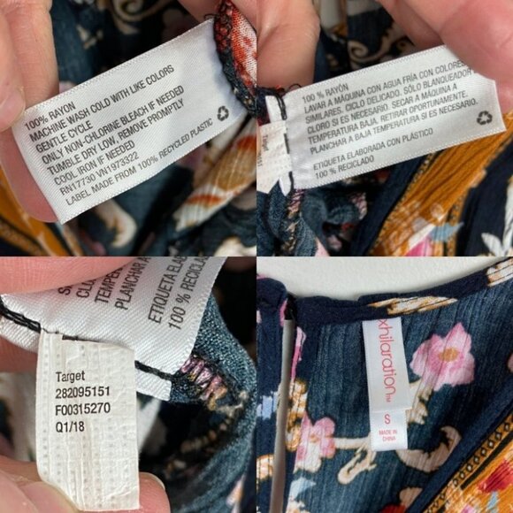 Target Xhilaration Bohemian Floral V-Neck Romper Printed Size Small Blue Orange - Picture 13 of 13